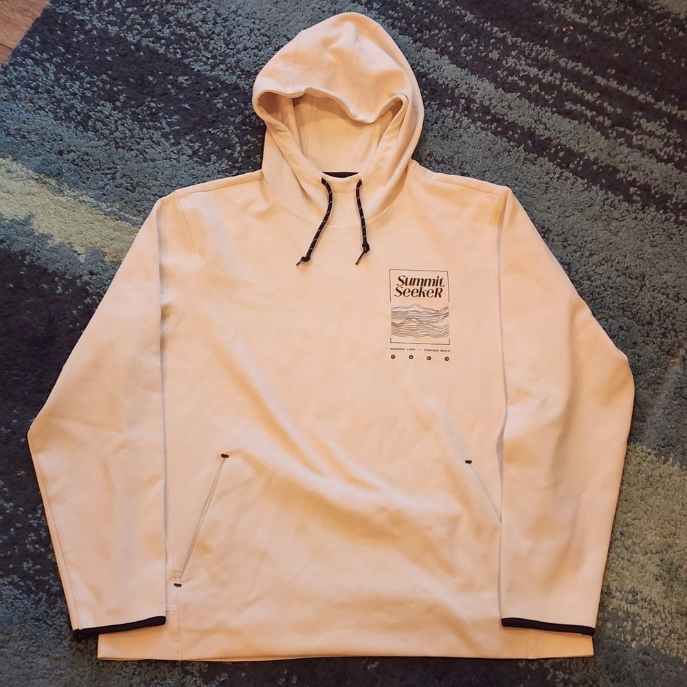 Old Navy Active Dynamic Fleece Graphic Pullover Hoodie Beige Cream Mens XXL